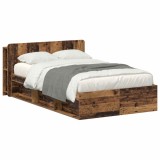 vidaXL Cadru de pat cu depozitare cu headboard Lemn vechi 120 x 190 cm 3433355