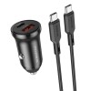 Incarcator auto Borofone BZ18A pentru telefon sau tableta - USB, TYPE C - PD 20W QC 3.0 18W cu cablu tip C la tip C inclus, negru