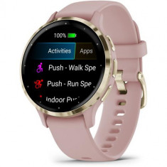 Ceas activity outdoor tracker Garmin Venu 3S, GPS, Wi-Fi, curea silicon, Pink Dawn/Soft Gold