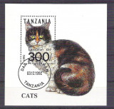 Tanzania 1992 Cats, perf. sheet, used AB.025, Stampilat