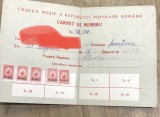 ACTE (5) Carnet de membru Crucea Rosie RPR Regiunea Suceava Raionul Campulung, eliberat 1962, cu timbre fiscale document vechi de colectie