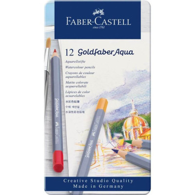 Set 12 Creioane Colorate Acuarela Faber-Castell Goldfaber Aqua, Diverse Culori, Creioane Acuarela Faber Castell Goldfaber Aqua, Creioane Colorate, Cre foto