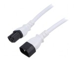 Cablu de alimentare IEC C14 la C15, alb, 3m