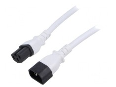 Cablu de alimentare IEC C14 la C15, alb, 3m