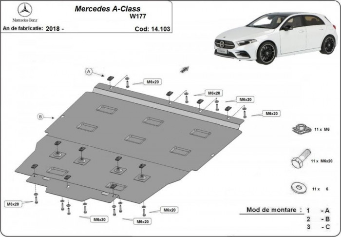 Scut motor metalic Mercedes A-Class W177 2018-prezent