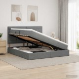 Cumpara ieftin Pat cu LED si saltea Gri inchis 160 x 200 cm Tesatura