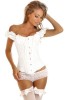 V157-2 Corset elegant cu umeri bufanti si model in relief