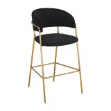 Cumpara ieftin Scaun bar catifea neagra crom auriu Dasmin 55x58x107 cm