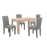 Cumpara ieftin Set de masă Leon 4+1, gri stejar Sonoma
