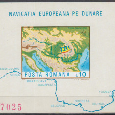 ROMANIA 1977 LP 950 NAVIGATIA EUROPEANA PE DUNARE COLITA NEDANTELATA MNH