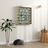 HOMCOM Vitrină pentru colecții vitrină de perete 80 x 9,5 x 83 cm 6 rafturi reglabile pe &icirc;nălțime 2 uși glisante din sticlă | Aosom Romania