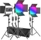 Cumpara ieftin Kit 3 Panouri de lumina continua Softbox , 660 LED RGB cu control prin aplicatie, 660 LED-uri SMD CRI95 / 3200K-5600K, Neweer