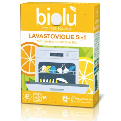 Tablete pentru masina de spalat vase 5in1 cu mandarine si lamaie, ecologice, 32 bucati, 76g, Biolu foto
