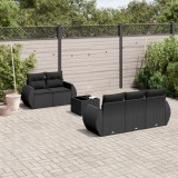 vidaXL Set mobilier de grădină cu perne, 6 piese, negru, poliratan 3253432