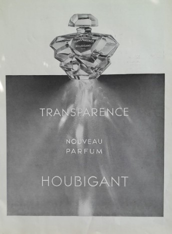1939 Reclamă parfum TRANSPARENCE, HOUBIGANT originală, 38 x 28cm