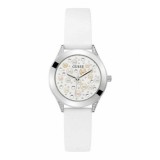 Guess Ceas Damă Quartz cu Curea Albă din Silicon