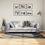 VidaXL Covor pufos cu fire &icirc;nalte, negru și crem modern, 120x170 cm