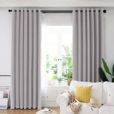 Set draperie din catifea blackout cu inele auriu antic, Madison, 200x210 cm, densitate 700 g ml, Pale Silver, 2 buc foto