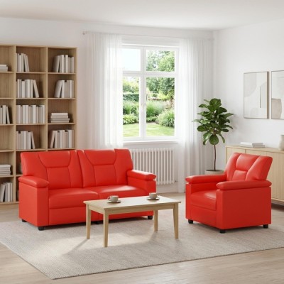 Set de canapea 2 pcs Rosu Piele artificiala foto