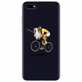 Husa silicon pentru Huawei Y5 Prime 2018, ET Riding Bike Funny Illustration