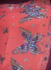 Fusta plisata cu pliuri TIGANCA,Fusta TIGANCA veche tip SORT Fluturi color,T.GRA