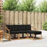 vidaXL Set de canapele de exterior cu pernă 4 pcs Natural și Negru 3368555
