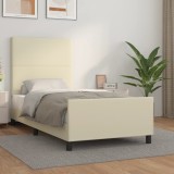 Cumpara ieftin Cadru de pat cu tăblie, crem, 100x200 cm, piele ecologică