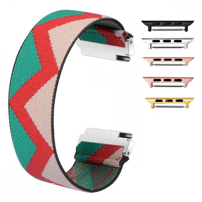 Curea textila elastica, compatibila Apple Watch 10, 42mm, India Model