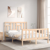 Cadru de pat cu tablie, dublu mic, lemn masiv GartenMobel Dekor, vidaXL