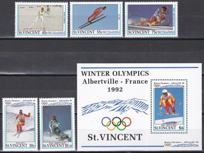 St. Vincent 1992-Jocurile Olimpice de iarnă-Albertville, Serie scurta+Colita,MNH