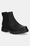 Sorel cizme chelsea din nubuc REVEL RD CHELSEA WP culoarea negru, cu toc plat, 2144881010