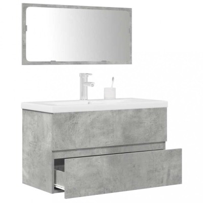 vidaXL Set mobilier de baie, 3 piese, gri beton, lemn compozit 3324918 foto