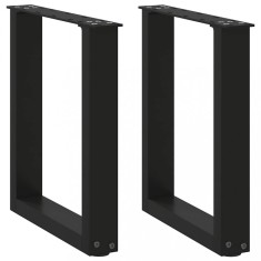 vidaXL Picioare pentru măsuță de cafea &icirc;n formă de U, 2 buc., negru, 38x(42-43) cm, oțel 4013152