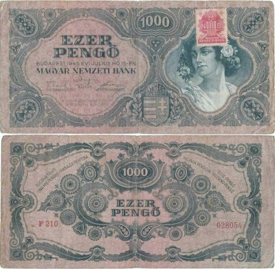 1945 ( 15 VII ) , 1,000 pengő ( P-118b.1 ) - Ungaria foto