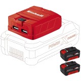 Einhell TE-CP 18 Li USB PXC + Twinpack - Adaptor USB + Set 2 acumulatori Li-Ion 18 V 4 Ah