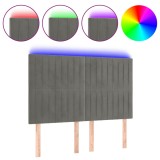 Cumpara ieftin Tablie de pat cu LED, gri deschis, 144x5x118/128 cm, catifea