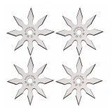 Cumpara ieftin Set patru stele de aruncat, 8 colturi, otel inoxidabil, 10 cm, argintiu