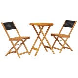 Cumpara ieftin Set mobilier bistro, 3 piese, negru, polipropilena lemn masiv