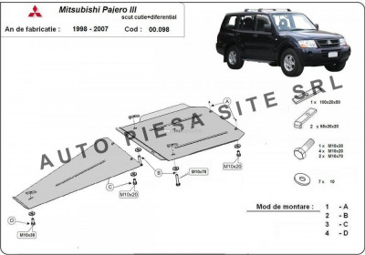 Scut metalic cutie + diferential Mitsubishi Pajero 3 III fabricat in perioada 2000 - 2007 APS-00,098 foto