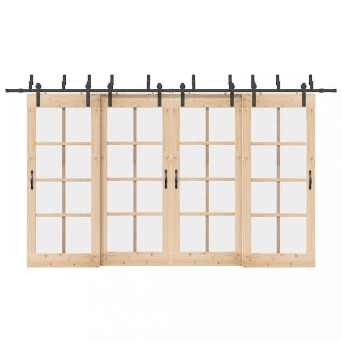 vidaXL Set feronerie pentru uși glisante, negru, 400 cm, oțel