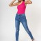Blugi slim dama cu detalii rupte, Albastru P501-5 M10