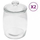Cumpara ieftin Borcane din sticlă depozitare, capac, 2 buc., 2000 ml