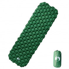 vidaXL Saltea gonflabilă de camping, 1 persoană, verde, 190x58x6 cm