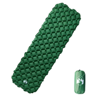 vidaXL Saltea gonflabilă de camping, 1 persoană, verde, 190x58x6 cm foto