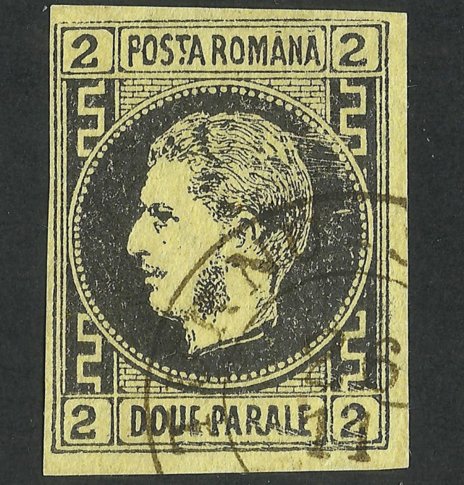 Romania 1866 Carol I cu favoriţi - ,, T &#039;&#039; din posta rupt