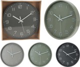 Ceas Perete Koopman Rotund, 30cm, Design Minimalist Modern - Negru, Gri, Verde Kaki - Living, Birou, Bucatarie