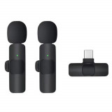 Lavaliera wireless pentru telefon cu mufa type-c set 2 buc, black, Techsuit
