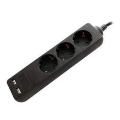 Prelungitor 3 prize, 2 USB, 1.5 m, negru foto