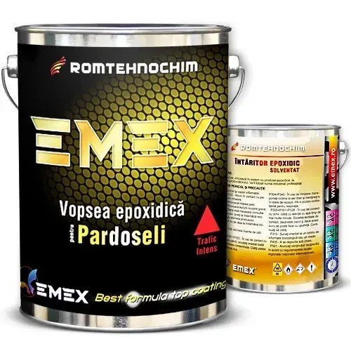 Pachet Vopsea Epoxidica Pardoseala &ldquo;Emex&rdquo; - Alb - Bid. 4 Kg + Intaritor 0.85 Kg