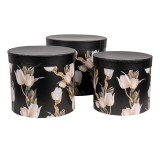 Cumpara ieftin Set 3 cutii depozitare carton Lalele &Oslash; 24x21 cm, &Oslash; 22x20 cm, &Oslash; 19x8 cm